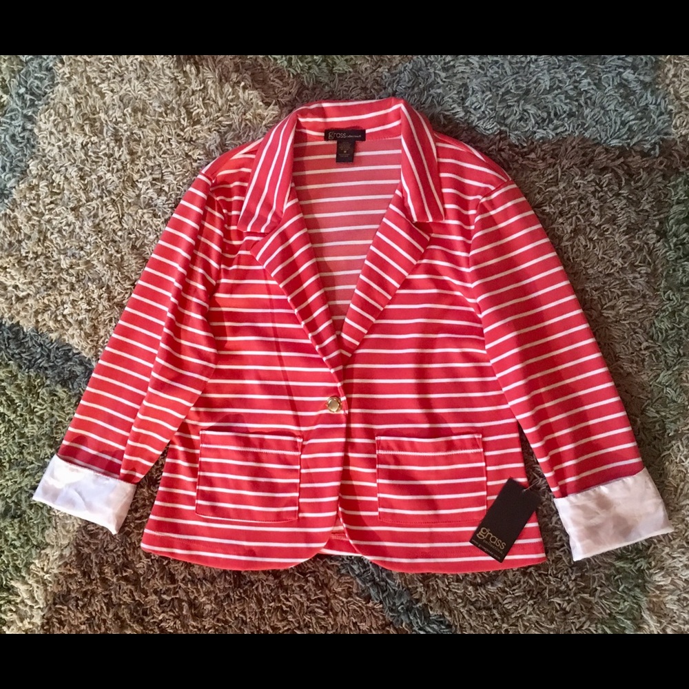 Grass Collection Coral & White Blazer